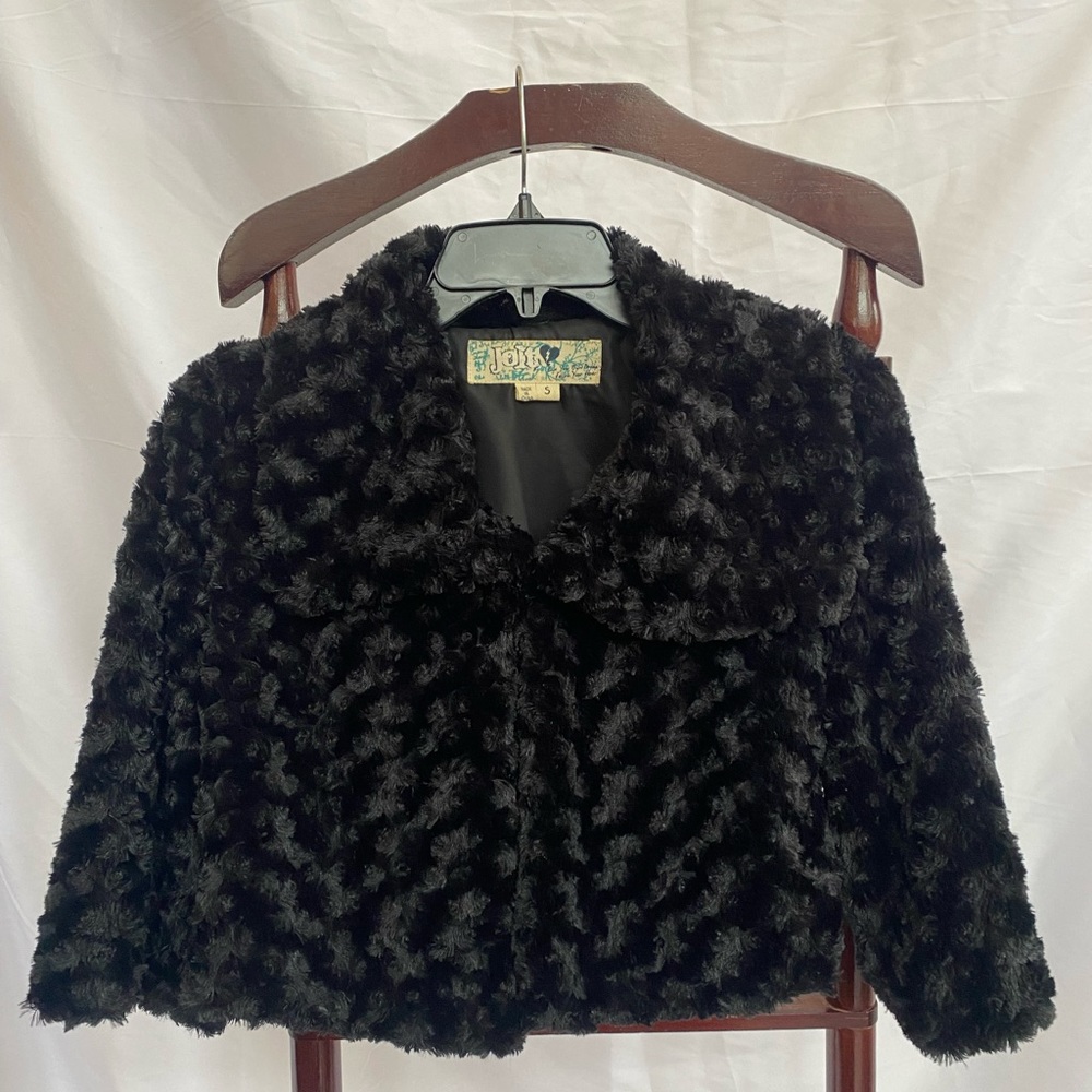 Jolt Faux Fur Coverlet Crop Jacket Size Small
